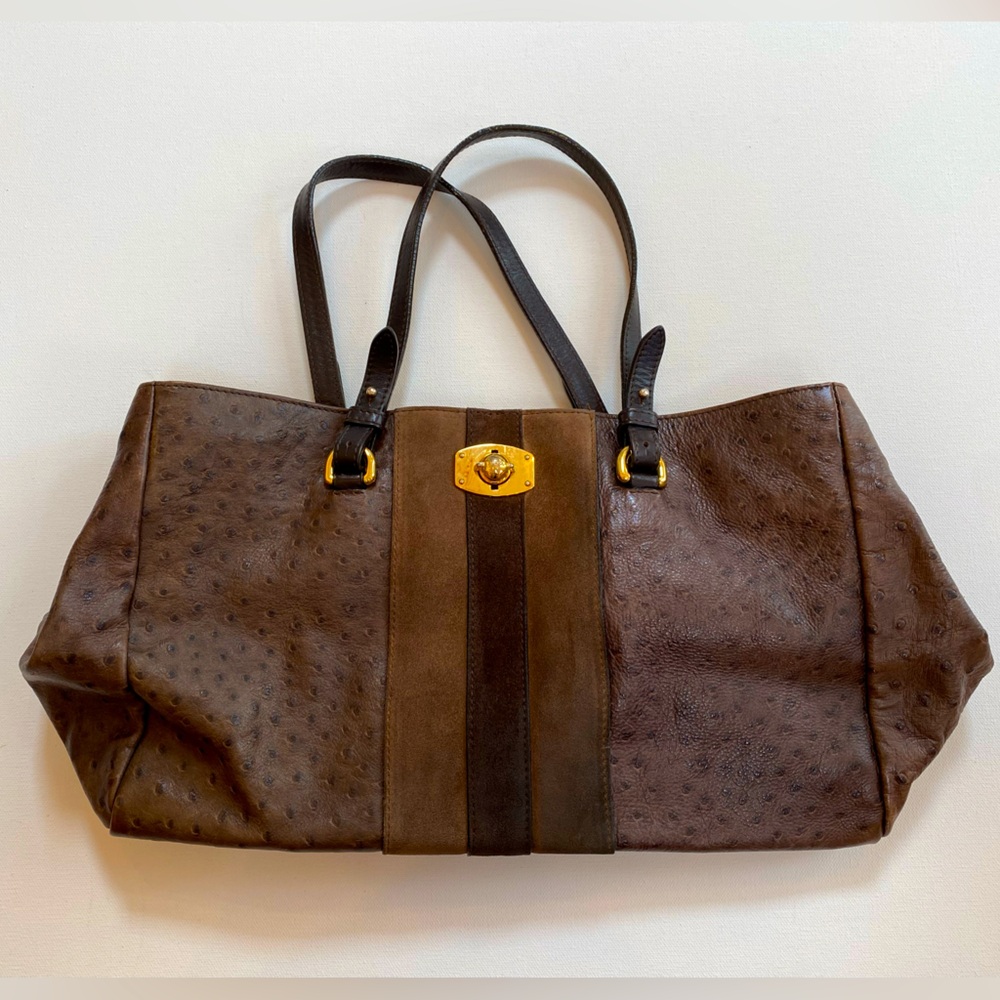 Furla Ostrich Embossed Genuine Leather Bag